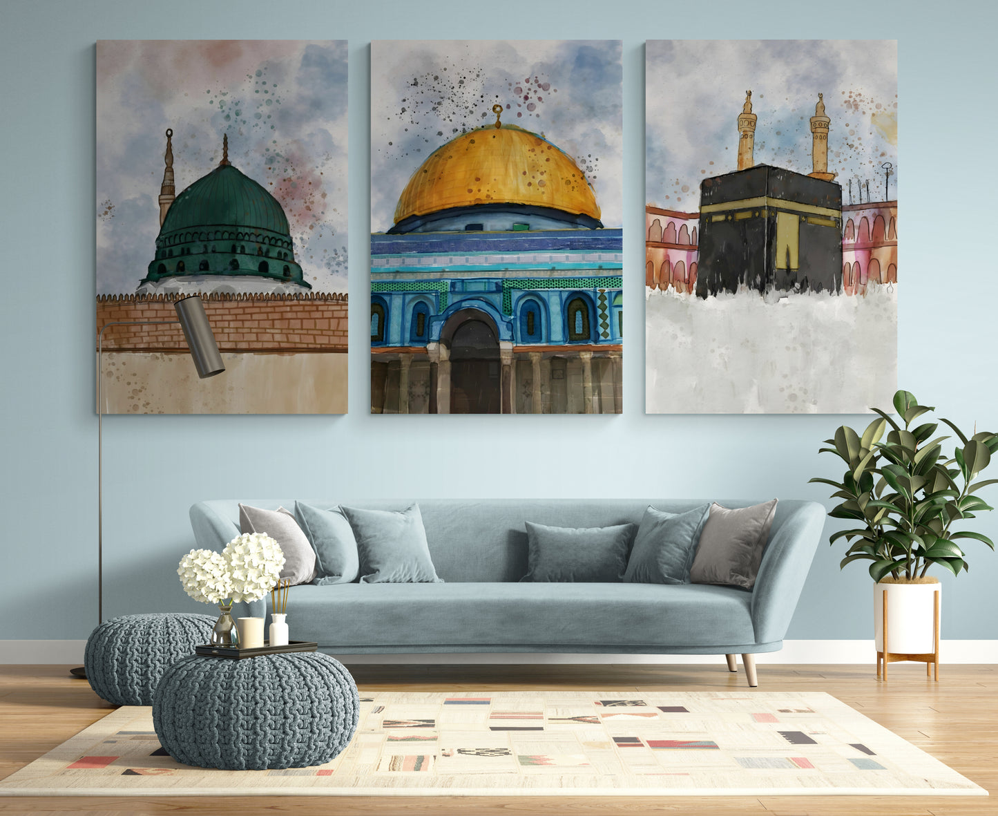 THE KAABA - MASJID AL-NABAWI - MASJID AL-AQSA - THREE HOLY MOSQUES
