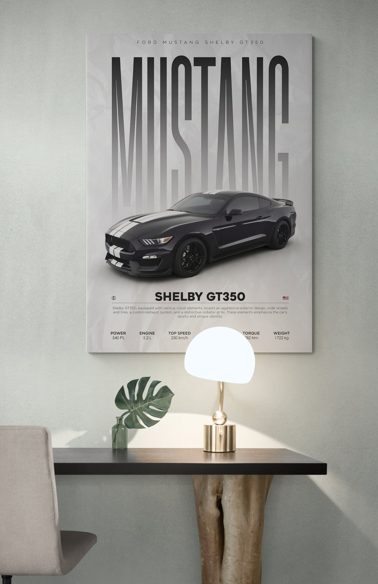 Transform your space with our Mustang GT500 canvas painting, featuring the iconic Cobra Mustang and GT 5.0. Elevate your walls with this stunning wall painting canvas from Essential Walls.
