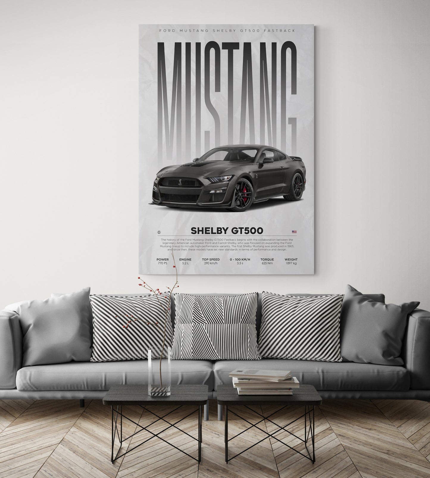 Discover our captivating collection featuring all Ford cars, including the iconic Dodge Mustang. Perfect for interior decor enthusiasts seeking inspiration, our prints complement any living hall wall design. Explore now for the logo Ford Mustang and more at Essential Walls.