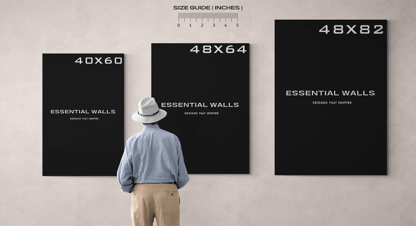 Explore our canvas size guide for the best lobby spaces, halls and more spaces. Find the perfect size for your space at Essential Walls.