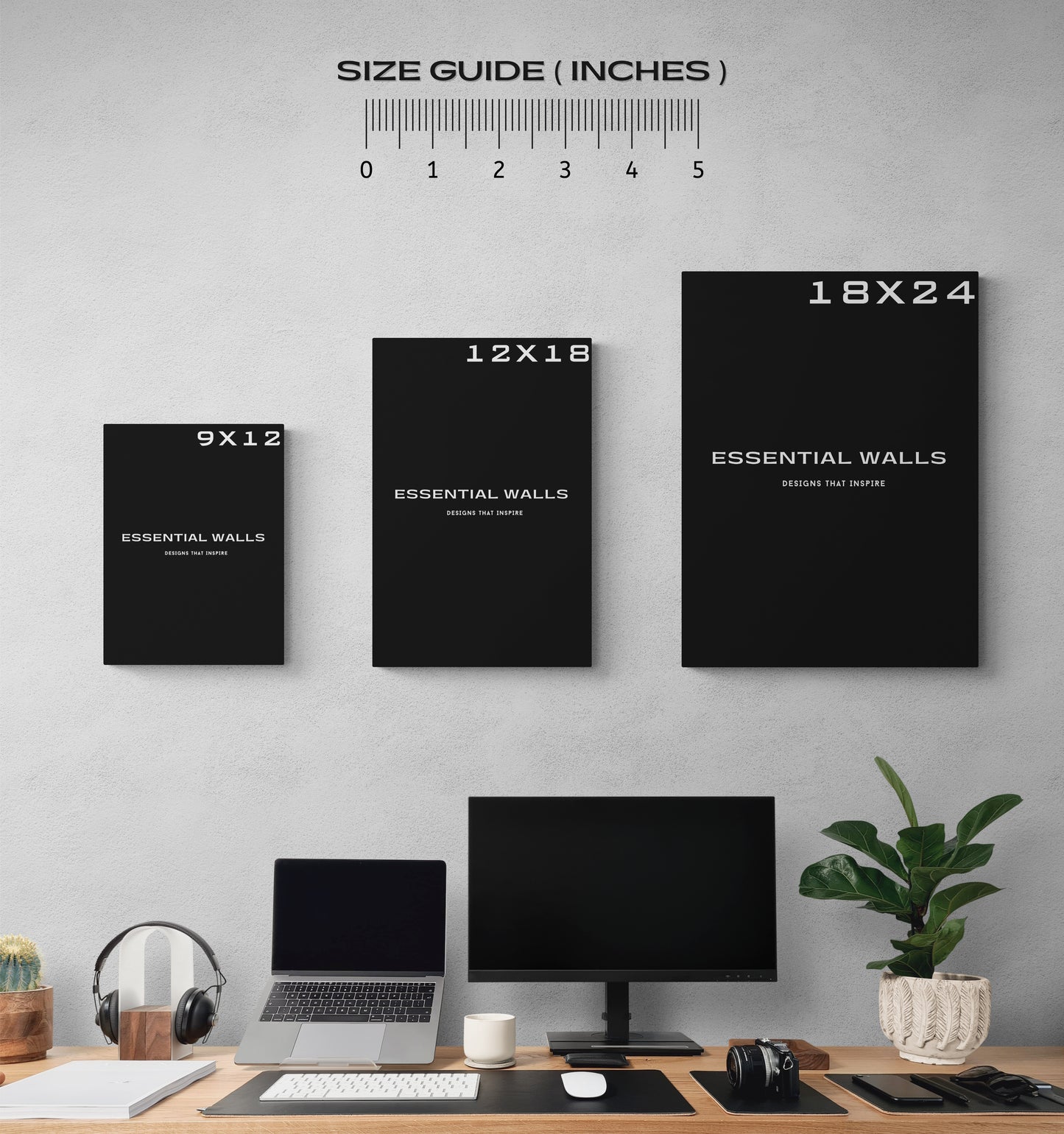 Explore our canvas size guide for the best office room setup. Find the perfect size for your space at Essential Walls.