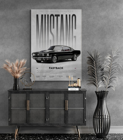 Explore interior decoration ideas with classic Ford Mustang Canvas and new Mustang car artwork. Discover Mustangs 2023 posters and classic models canvases for timeless appeal. Shop now at Essential Walls.