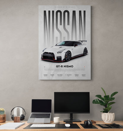 Elevate your home picture decor with GTR R35 canvas. Perfect for art decorations, featuring the iconic GTR car at Essential Walls.