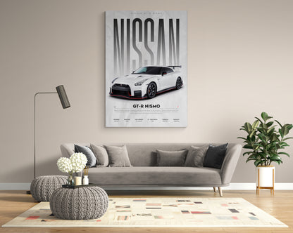 Discover wall hanging ideas with Nissan GTR R35 Sport and GTR R34 canvases. Enhance your office wall design ideas with these stunning artworks at Essential Walls.