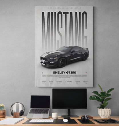 Elevate your home decor with our Mustang Shelby GT350 canvas painting, perfect for interior designers in my area. Display this striking painting at wall to enhance your space with Essential Walls' canvas painting on canvas.