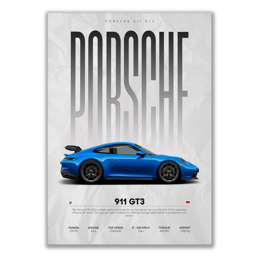 Discover cheap Porsche cars canvases like the Porsche 911 GT3 supercar posters. Find the best price for a Porsche 911 poster and explore simple canvas painting of ideas at Essential Walls.