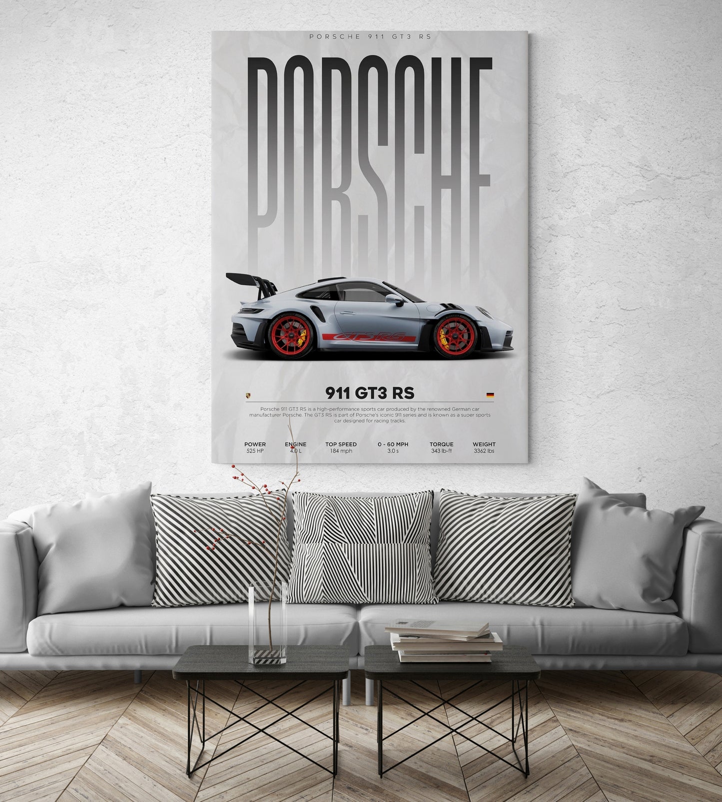 Elevate your space with Porsche 911 GT3 RS wall painting. Discover the iconic Porsche 911 GT and GT3 RS canvases for your wall at Essential Walls.